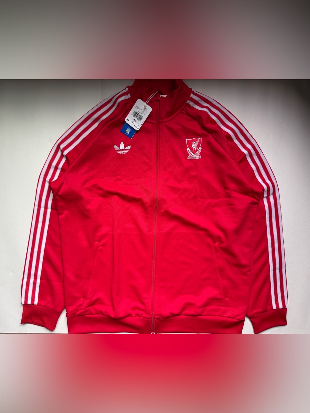 Adidas [L-XL] Liverpool FC Beckenbauer Track Jacket Ruby Red/White JZ0144
